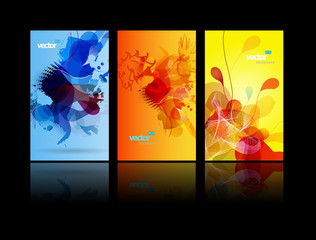Set of abstract colorful splash illustrations.