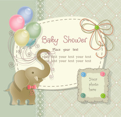 Baby shower with scrapbook elements in retro style