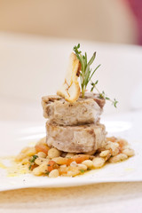 meat with orzo pasta