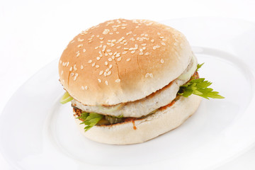 hamburger on the plate