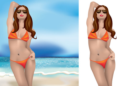 bikini girl with sunglasses