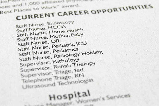 newspaper  jobs section with healthcare jobs