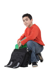 Schoolboy with satchel