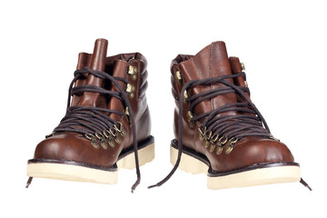 A pair of hiking boots isolated with clipping path.