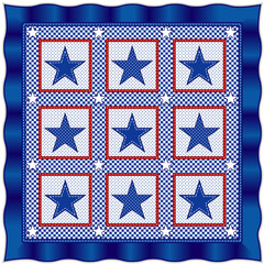 Star Quilt, traditional red, white, blue patriotic pattern