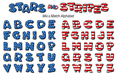 Alphabet, Stars and Stripes USA, Mix and Match