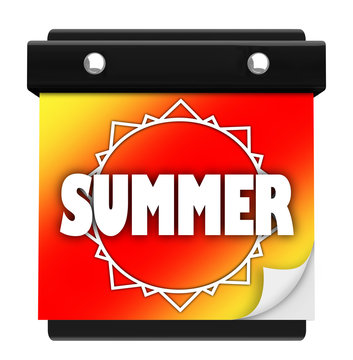 Summer Sun Page Wall Calendar Date Start New Season