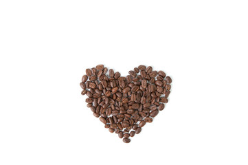 Coffee heart symbol, isolated over white