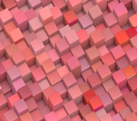 abstract 3d gradient backdrop cubes in tangerine red
