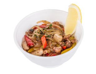 Asian spicy seafood noodle
