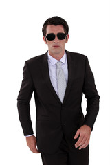 Businessman wearing sunglasses