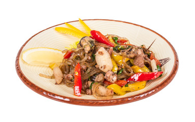 Asian spicy seafood noodle