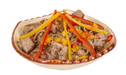 Asian style noodle with pork , spicy and yummy delicious