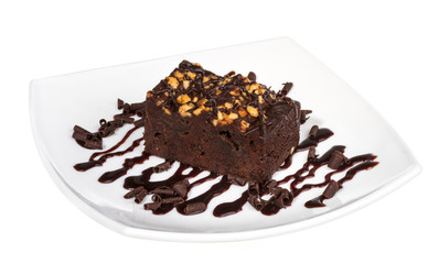 cake truffle with black chocolate sauce