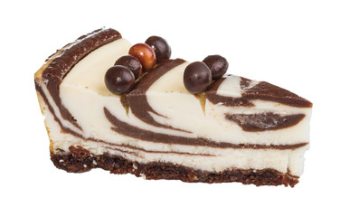 cheesecake with chocolate sauce.