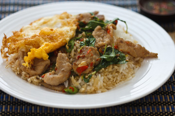 Fried rice with basil.