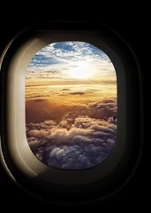 Fotobehang heavenly sky seen through the windows of an airplane © Ramzi