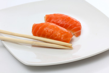 Two sushi on plate