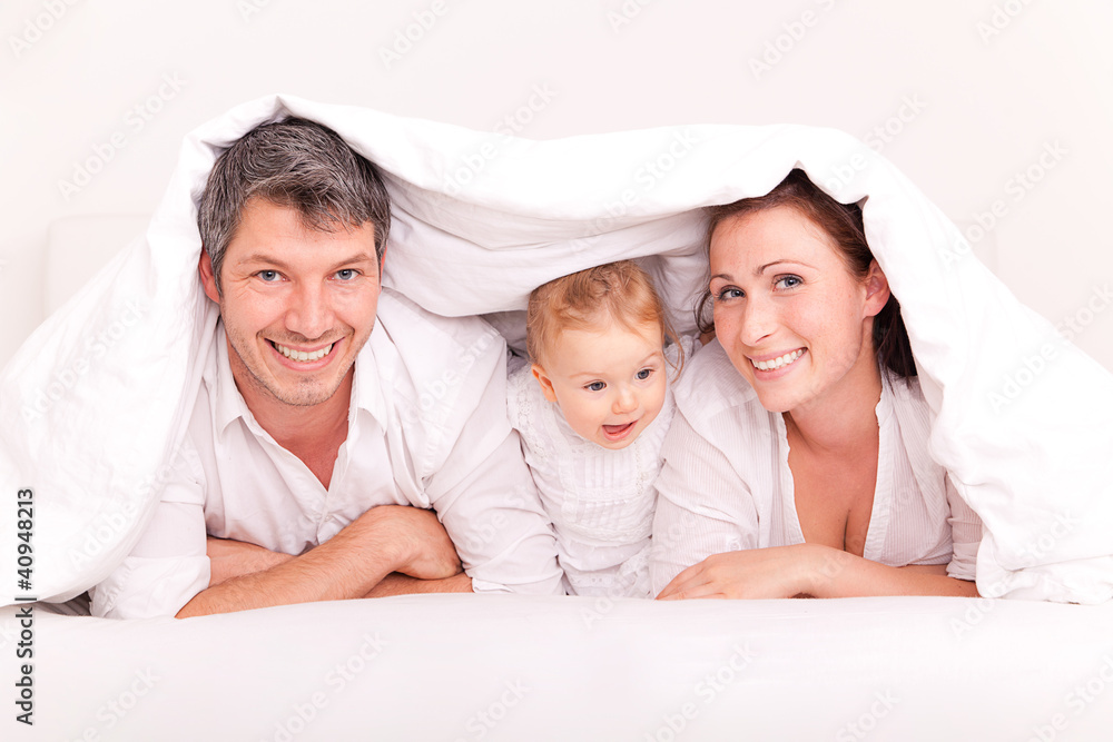 Sticker familie im bett