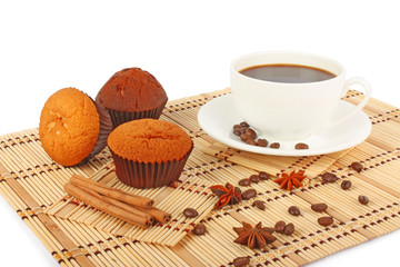 Cup of coffee on mat