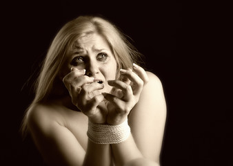 Woman victim of domestic violence and abuse