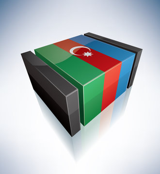 3D flag of Azerbaijan