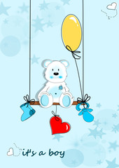 Karte Geburt, Junge mit B&auml;r