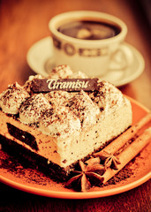 Tiramisu and coffee