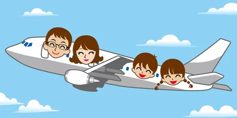 Wall murals Aircraft, balloon Family travel by airplane