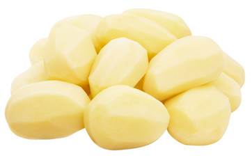 Raw peeled potatoes