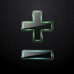 Obraz premium Futuristic glass plus and minus signs