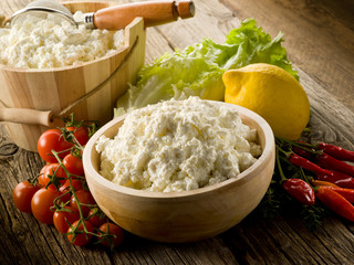 artisanal homemade ricotta with vegetables ingredients