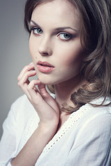 Closeup portrait of a sexy young woman with natural makeup