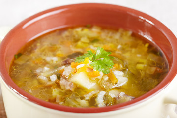 The Russian cuisine. Rassolnik soup
