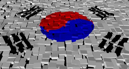 South Korean flag on blocks illustration