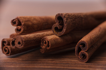 Closeup of cinnamon sticks and anise stars spices