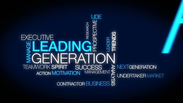 Leading generation words tag cloud animation video