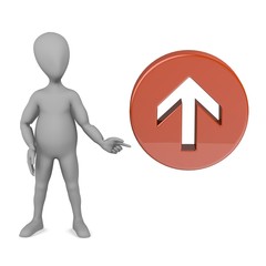 3d render of cartoon character with arrow