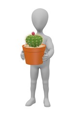 3d render of cartoon character with cactus