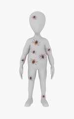 3d render of cartoon character with tick animal
