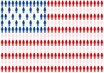 American flag made from people