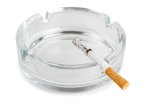 Ashtray glass and cigarette