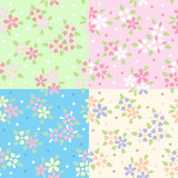 Set of cute pastel floral patterns