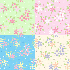 Set of cute pastel floral patterns