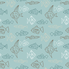 Seamless pattern with cartoon fish