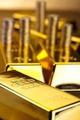 Gold bars and coins