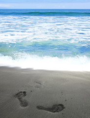 beach with footsteps
