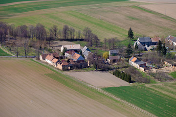 aerial view of village landscape