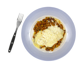 Rice beans and melted cheese dinner