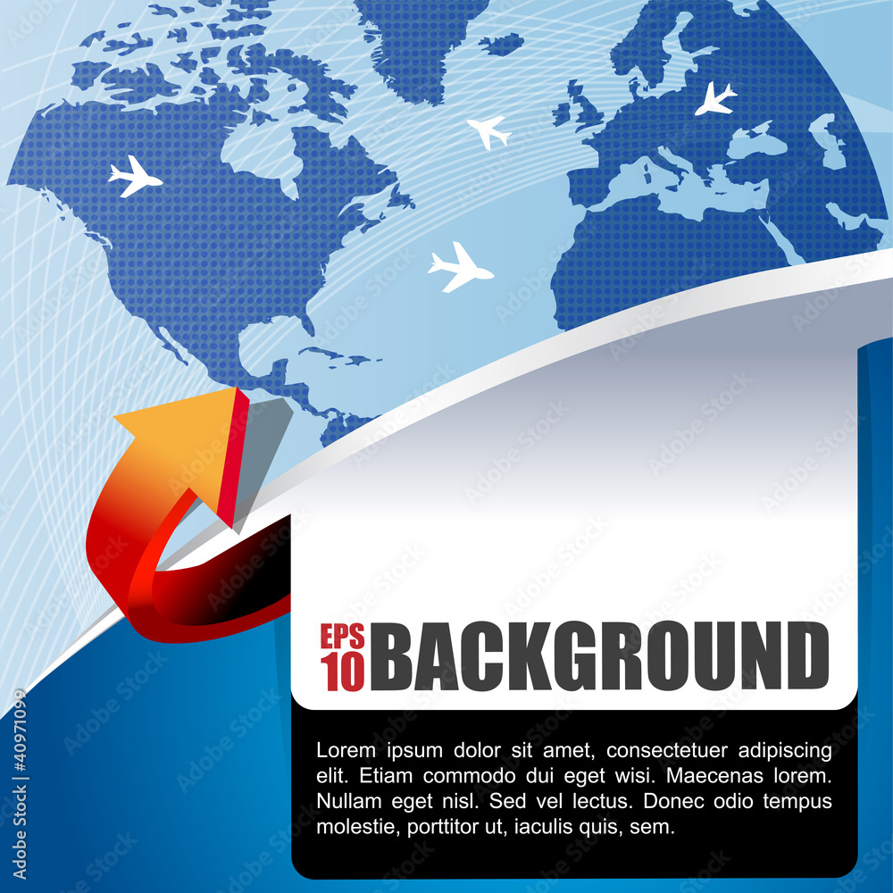 Aufkleber abstract background with globe and aircraft